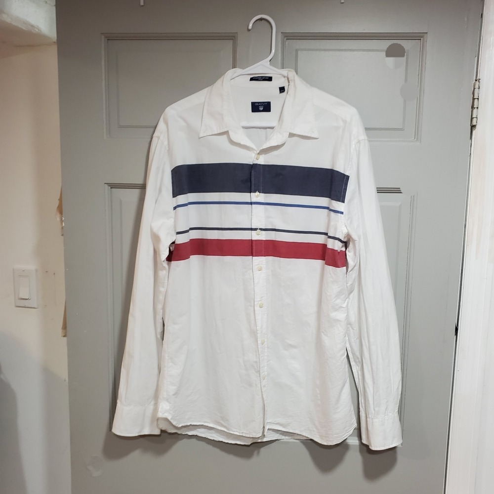Gant Spinakker Oxford Fitted Shirt Men's 2XL Lightweight Cotton Long Sleeves